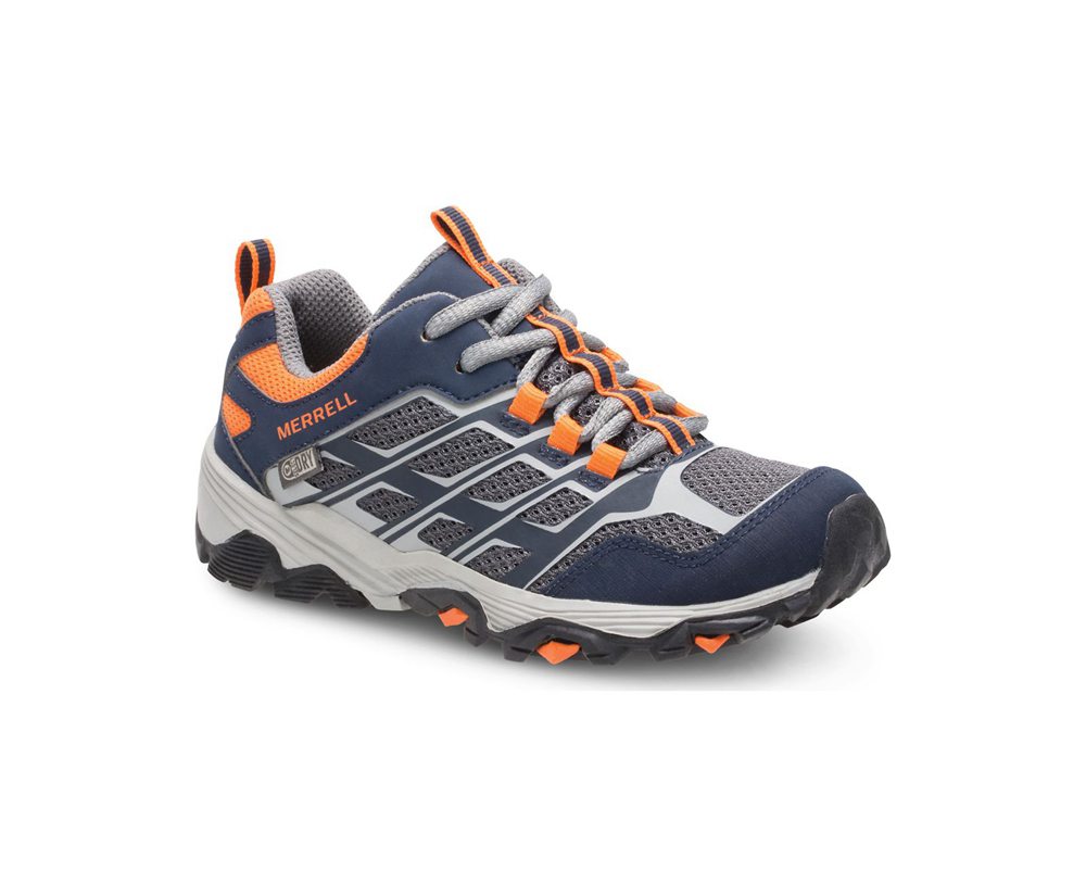 Merrell Vandresko Børn - Moab Fst Lav Waterproof - Mørkeblå/Grå/Orange - NHC719823